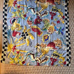 Vintage 80s rare Yuki Torii painterly equestrian print silk scarf